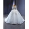 Long Sleeve Wedding Gown Crystal Bead Scoop Neck Lace Appliques Embroidery Wedding Dress 